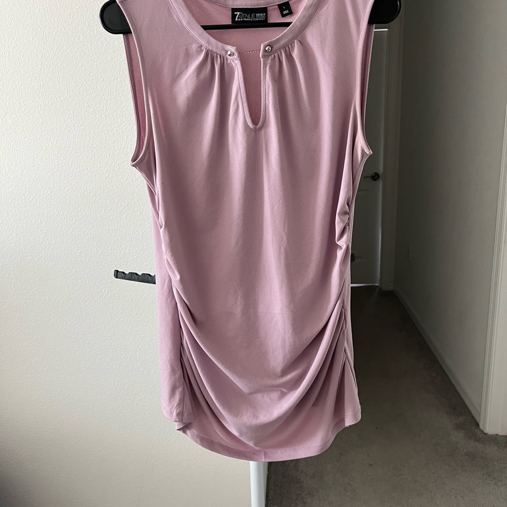 New York & Company Pink Sleeveless Ruched Blouse